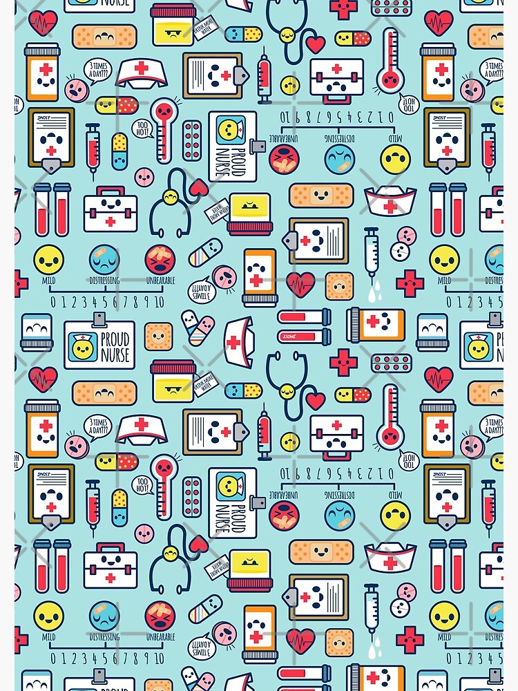 Proud To Be a Nurse / Surface Pattern Design / Blue by jsongdesign