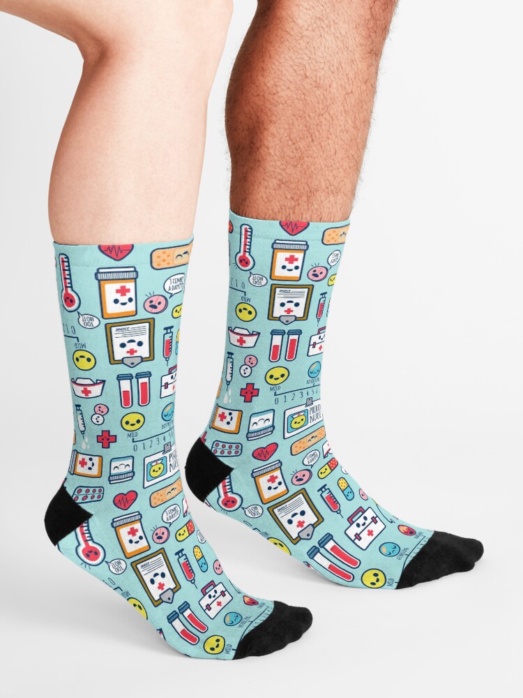 Alternate view of Proud To Be a Nurse / Surface Pattern Design / Blue Socks