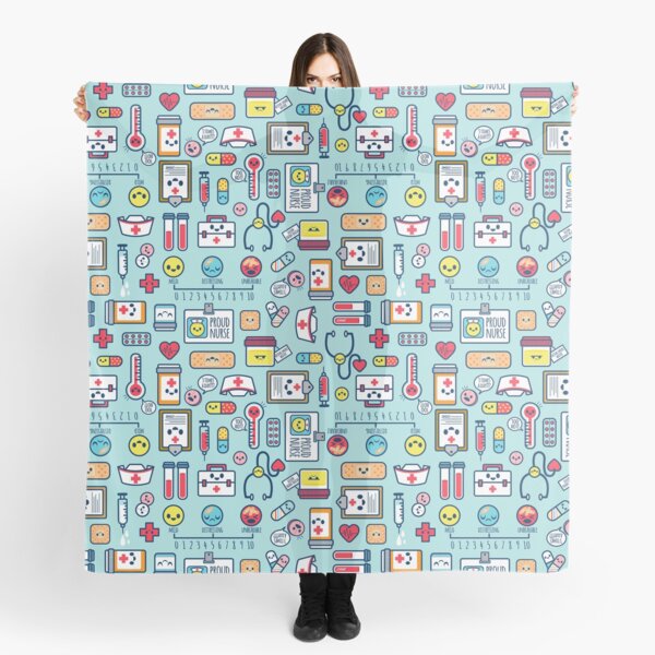Proud To Be a Nurse / Surface Pattern Design / Blue Scarf
