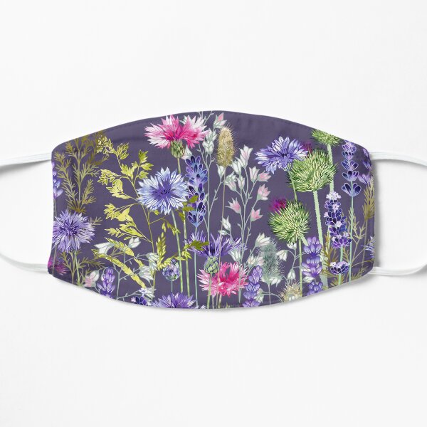 Flower Meadow - Cornflowers, Thistles, Lavender, Heucherella & Grasses Flat Mask