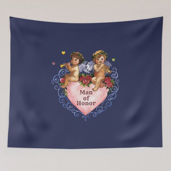 Item preview, Wedding party gift man of honor angels cherubs heart blue designed and sold by GrammarDance.