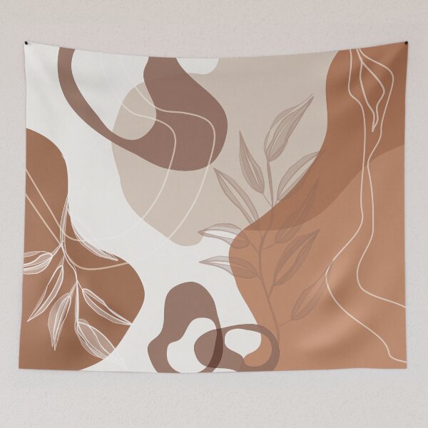 Item preview, Abstract - Terracotta, Tan and Beige Shapes, Lines and Leaves designed and sold by simplydesignart.
