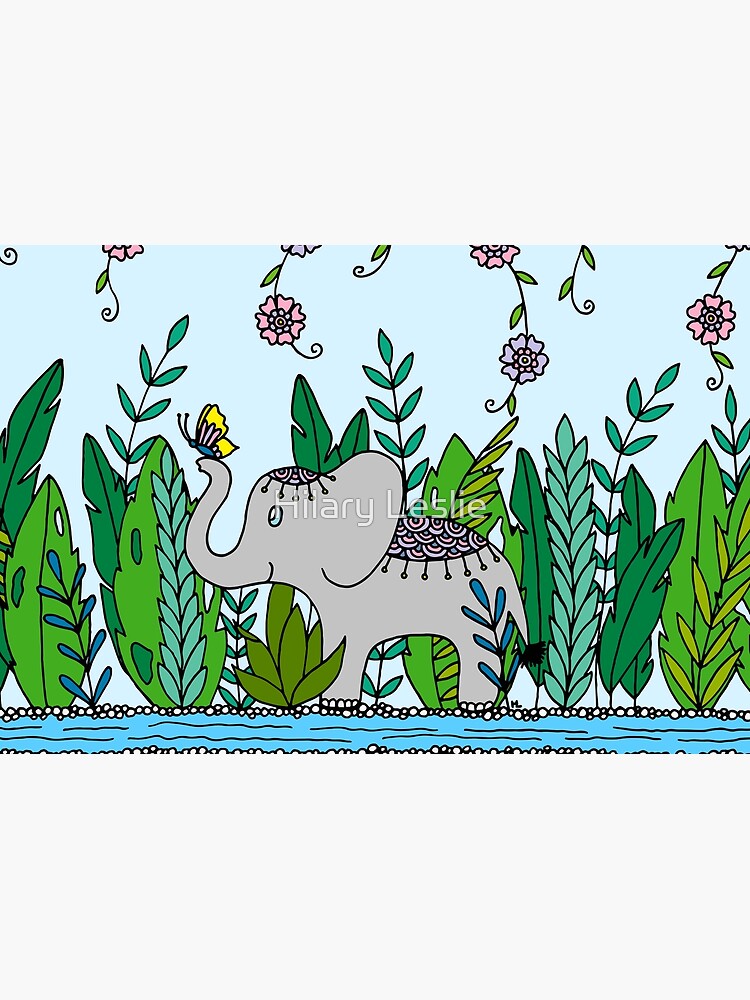 Baby Elephant with Butterfly || Jungle || Animals || Cute || Nursery by hennabyhilary