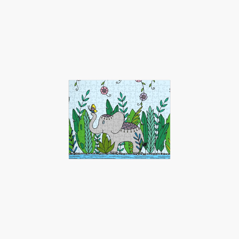 Baby Elephant with Butterfly || Jungle || Animals || Cute || Nursery Jigsaw Puzzle