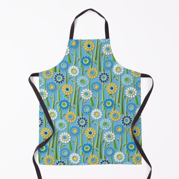 Item preview, Paper Cut Gerber Daisies // Version 9 // Wedgewood Blue, Ivory, Yellow, Aqua, Navy, Turquoise designed and sold by Elsy's Art.