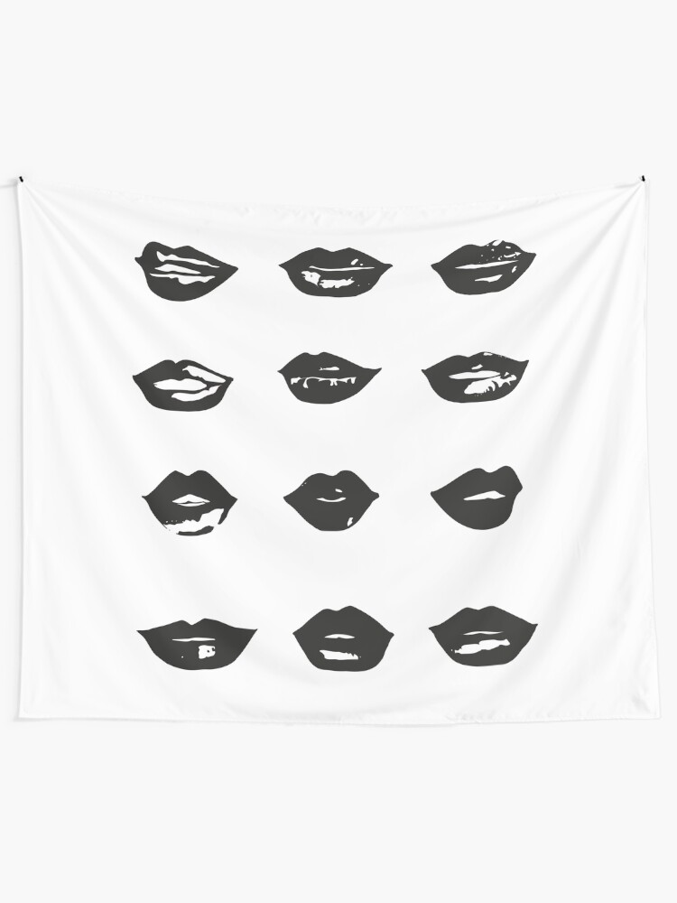 Alternate view of kiss kiss in black and white Tapestry