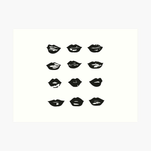 kiss kiss in black and white Art Print