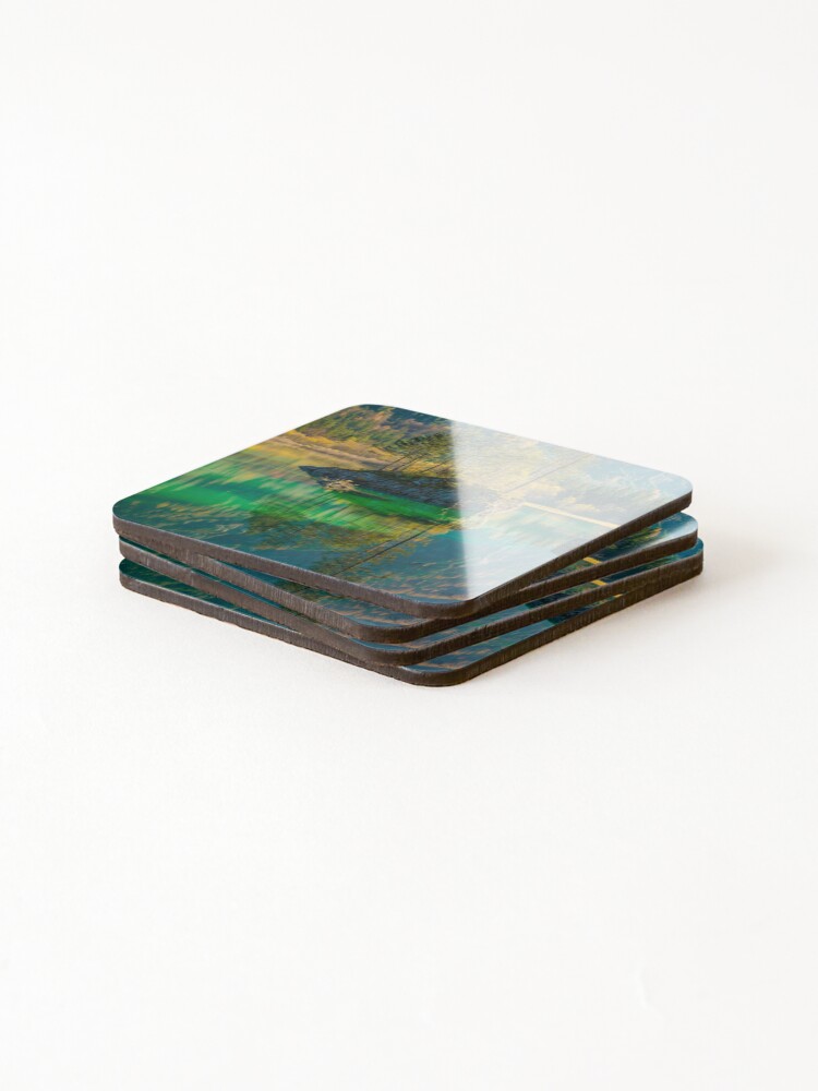 Thumbnail 4 of 5, Coasters (Set of 4), Beautiful lake designed and sold by Basic310.