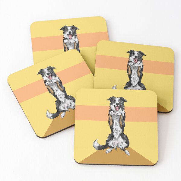 Item preview, Cute Border Collie | Cute Dog Art | Yellow Background designed and sold by shirinsart.