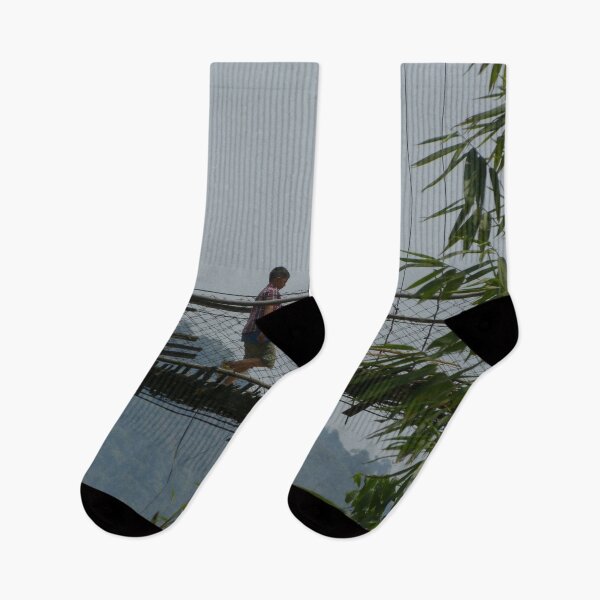 Item preview, Boy on Jungle Bamboo Suspension Bridge, Arunachal Pradesh, India designed and sold by worldways.