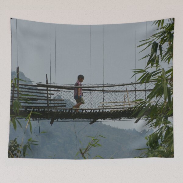 Item preview, Boy on Jungle Bamboo Suspension Bridge, Arunachal Pradesh, India designed and sold by worldways.