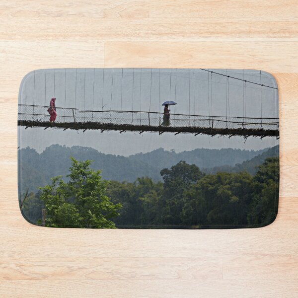 Item preview, People on Jungle Bamboo Suspension Bridge, India designed and sold by worldways.