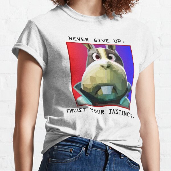 Peppy Hare Never Give Up (Black Text) Classic T-Shirt