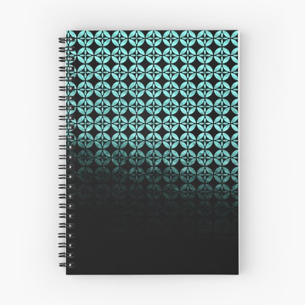 Item preview, Textured teal and black Shippo ombre - traditional Japanese pattern designed and sold by misentangled.