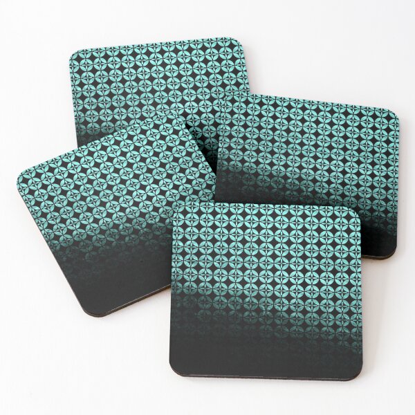 Item preview, Textured teal and black Shippo ombre - traditional Japanese pattern designed and sold by misentangled.