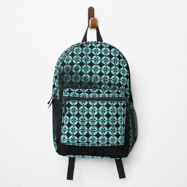 Item preview, Textured teal and black Shippo ombre - traditional Japanese pattern designed and sold by misentangled.