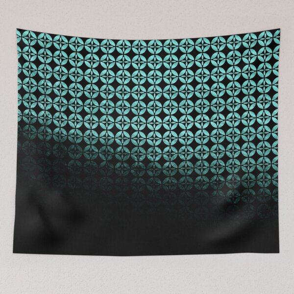 Item preview, Textured teal and black Shippo ombre - traditional Japanese pattern designed and sold by misentangled.