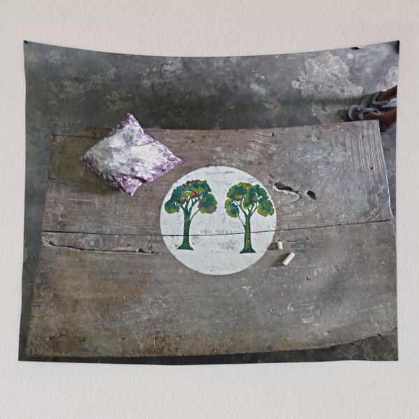 Item preview, Chalk Drawing on a Wood Board, India designed and sold by worldways.