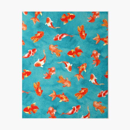 Watercolor Goldfish Pond Art Board Print