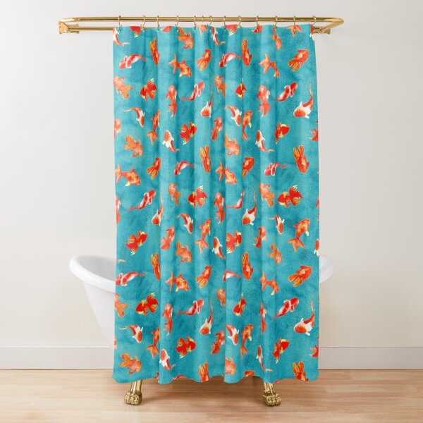 Watercolor Goldfish Pond Shower Curtain