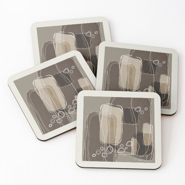 Item preview, Retro Block Design in Ivory and Taupe designed and sold by simplydesignart.