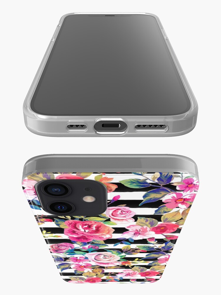 Alternate view of Cute spring floral and stripes watercolor pattern iPhone Case & Cover