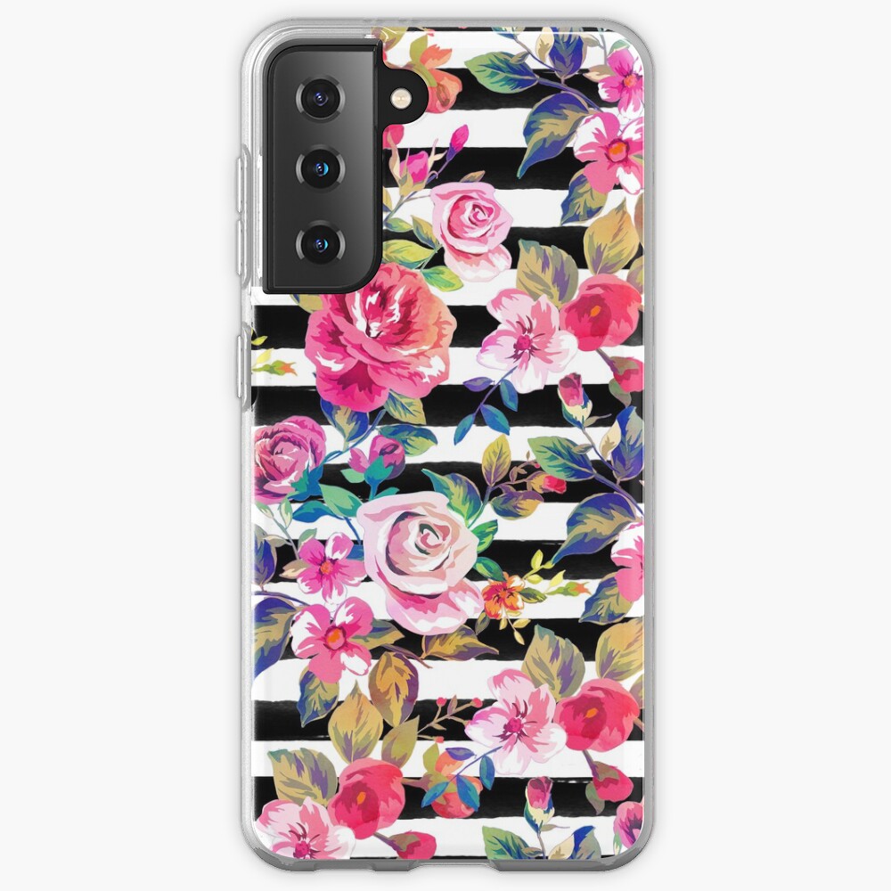 Cute spring floral and stripes watercolor pattern Case & Skin for Samsung Galaxy