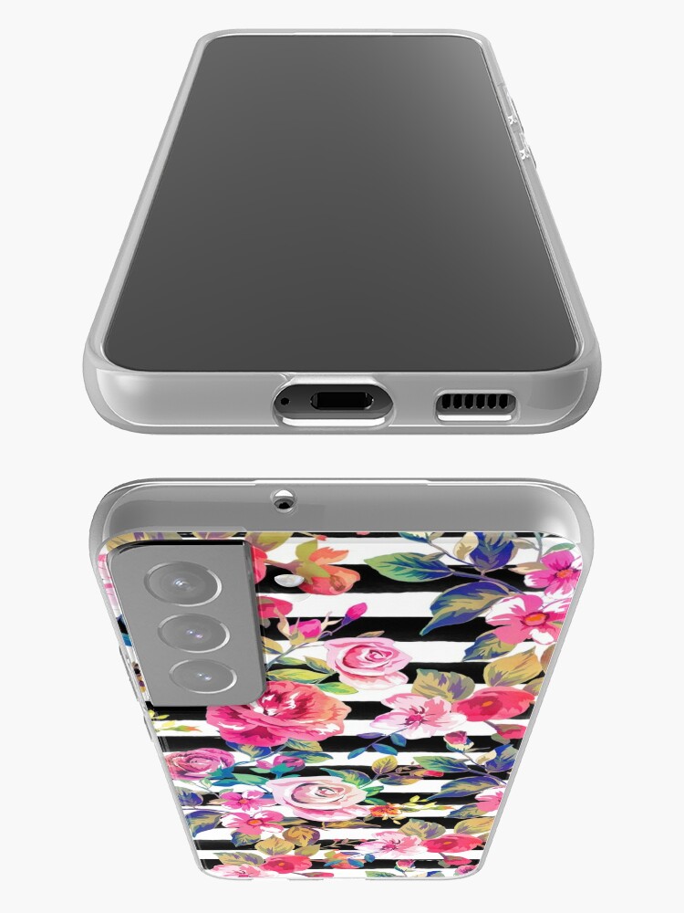 Discover Cute spring floral and stripes watercolor pattern | Samsung Galaxy Phone Case