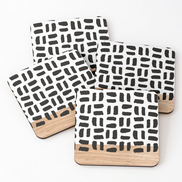 Item preview, Black and White Dashes Pattern with Wood designed and sold by atlantekdesigns.