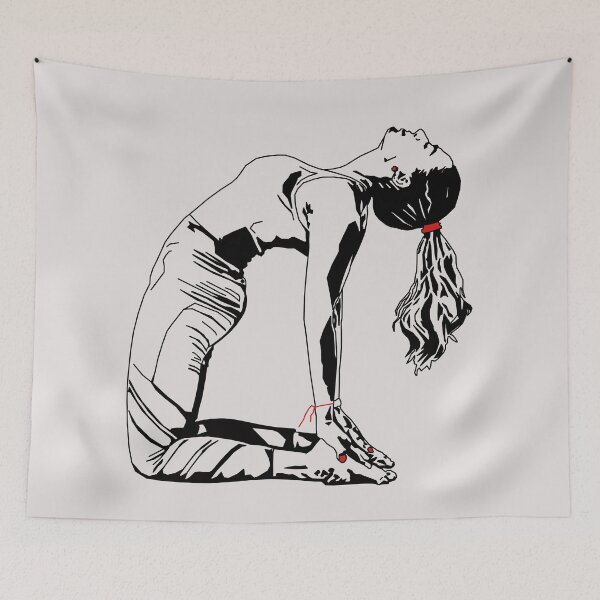 Item preview, Ustrasana Yoga Pose Outline with Red Detail designed and sold by BearMa.