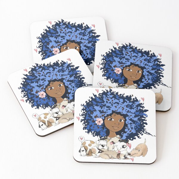 Item preview, CURLY HAIRS AFRICAN ORIGIN  GIRL WITH DOGS  designed and sold by Tee Inspiration.