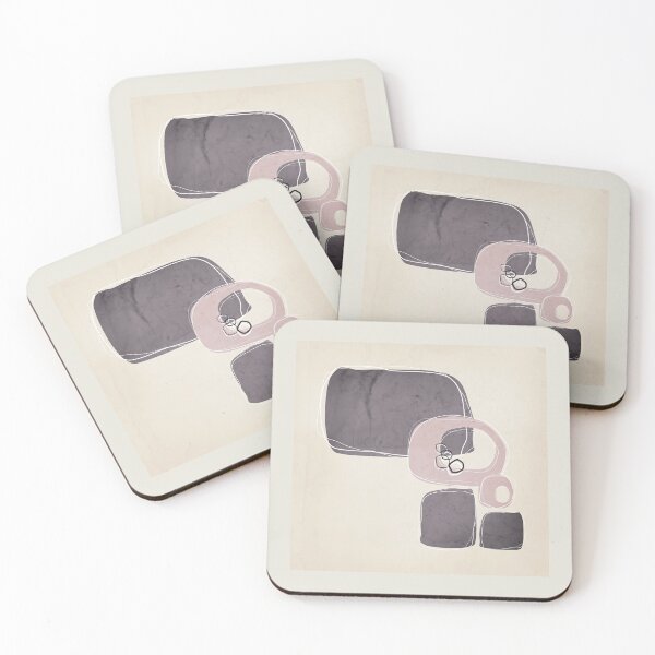 Item preview, Retro Abstract Design in Shell Pink and Aubergine designed and sold by simplydesignart.