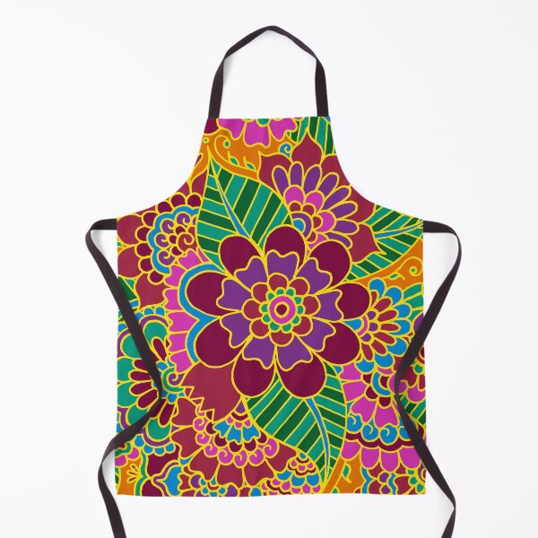Orange Henna Garden || Floral || Abstract Apron