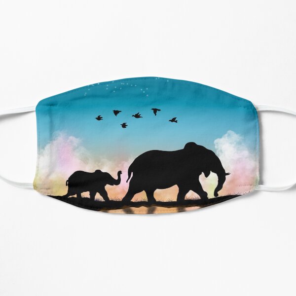 Walking Elephants Flat Mask