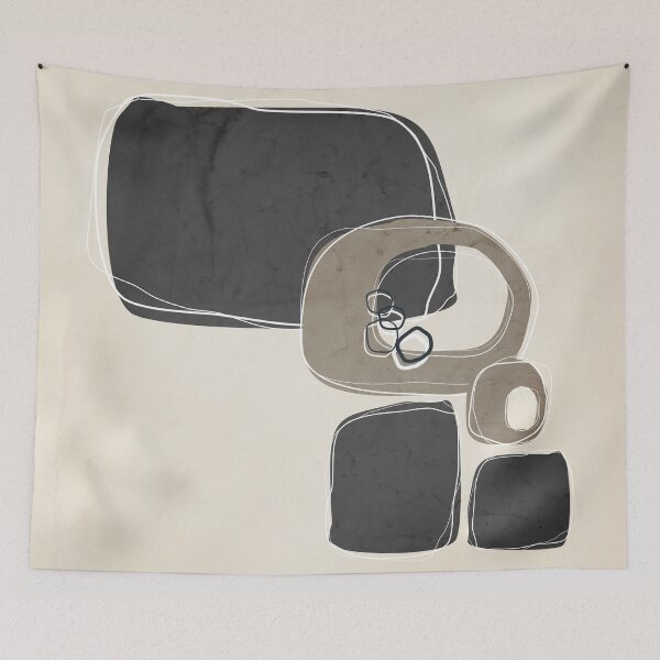 Item preview, Retro Abstract Design in Taupe and Charcoal Gray designed and sold by simplydesignart.