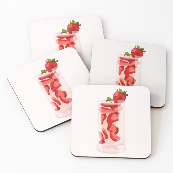 Item preview, Cute pink strawberry fruit juice drink  designed and sold by lunasaros.