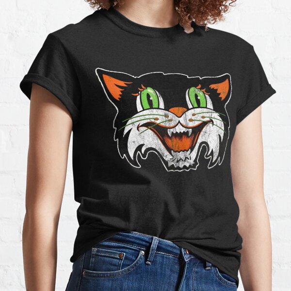 Vintage Halloween Black Cat Cut Out Classic T-Shirt