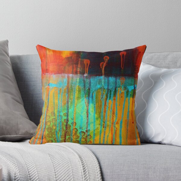 Hand Painted Modern Abstract Art Design Throw Pillow