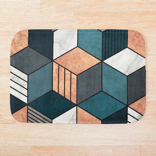 Artikelvorschau,  Marmor- und Betonwürfel 2 mit blauem // geometrischem Musterdesign aus Beton entworfen und verkauft von Zoltan Ratko.