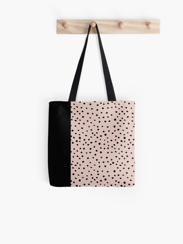 Black Pink Polka Dots Tote Bag