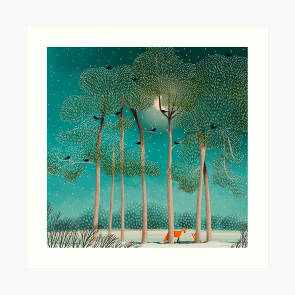 Foxes at Night Art Print