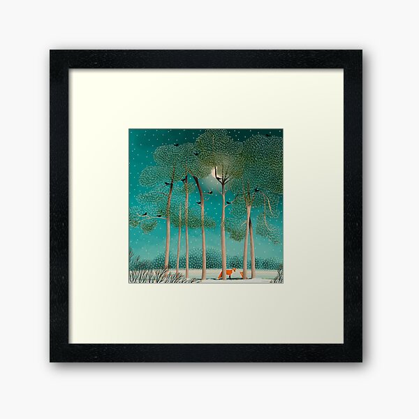 Foxes at Night Framed Art Print