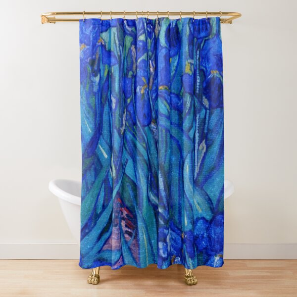 Van Gogh Irises in Indigo Shower Curtain