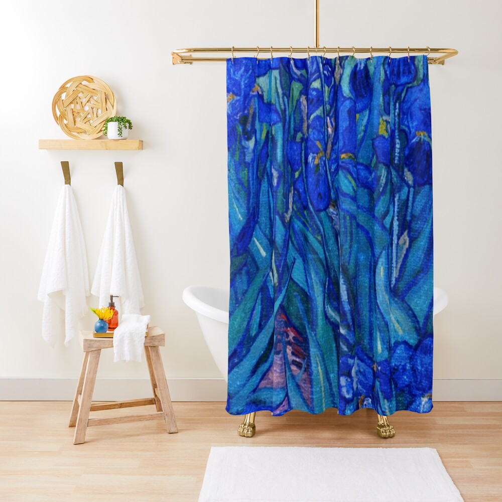 Van Gogh Irises in Indigo Shower Curtain