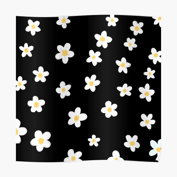 Daisies doodles pattern Poster