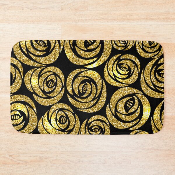 Item preview, Golden Flowers on Black Background designed and sold by parazitgoodz.