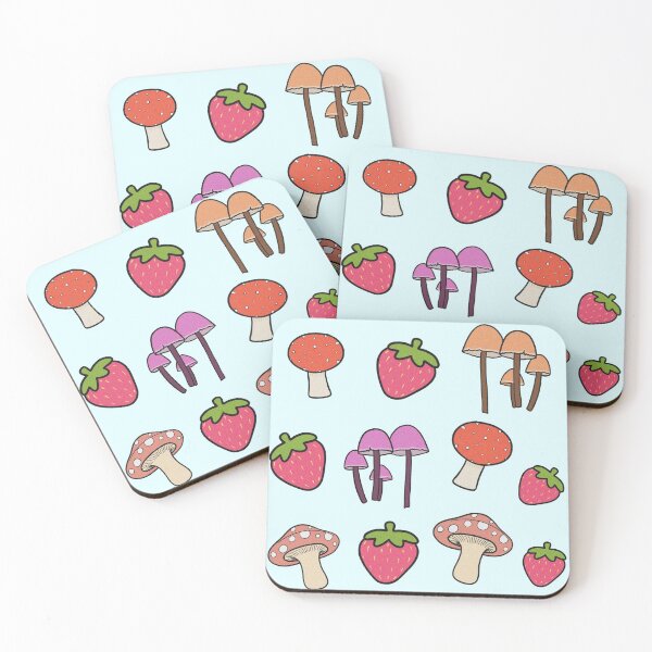 Item preview, cottagecore mushrooms and strawberries sticker pack designed and sold by madebyshania.