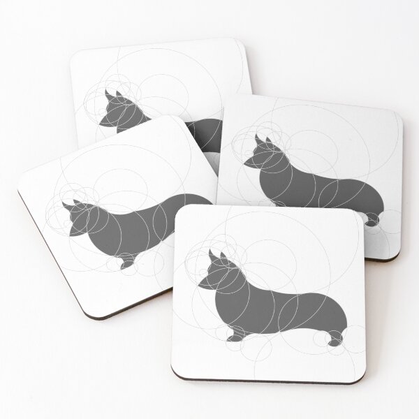 Item preview, Modern Grey Ring Geometric Abstract Corgi - Black Dog designed and sold by AbiBurtDesigns.