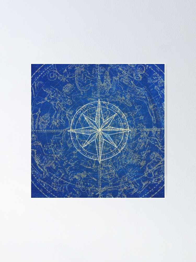 Alternate view of Map of the Heavens in Blue Poster