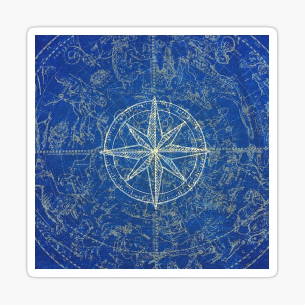 Map of the Heavens in Blue Sticker